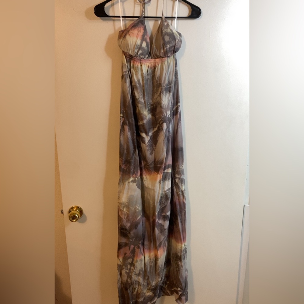 O'Neill Palm Print Maxi Dress Earthy Tones